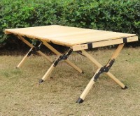 FS-WFT02 Portable Folding Roll-Top Wooden Table 120x60x45cm