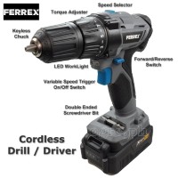 PT-AUKIT6 6 pcs 20V Cordless Tools Set with 2 Batteries and Fast Charger (Brand New Australian Surplus)