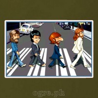 CAC-BTL1 Celebrity Artists Caricature on Soft Premium 100% Cotton Tee  ~ The Beatles Abbey Road