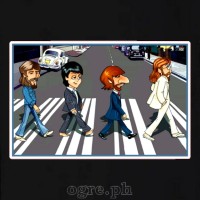 CAC-BTL1 Celebrity Artists Caricature on Soft Premium 100% Cotton Tee  ~ The Beatles Abbey Road