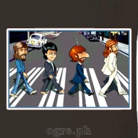 CAC-BTL1 Celebrity Artists Caricature on Soft Premium 100% Cotton Tee  ~ The Beatles Abbey Road