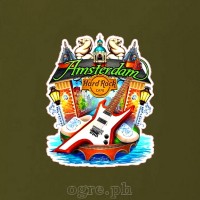 HRC-AMST Hard Rock Cafe Artwork on Soft Premium 100% Cotton Tee ~ Amsterdam