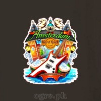 HRC-AMST Hard Rock Cafe Artwork on Soft Premium 100% Cotton Tee ~ Amsterdam