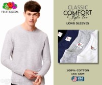 CLS-165H Heather Gray Classic Comfort Style Long Sleeves Tee 165gsm 100% Cotton