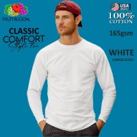 CLS-165W White Classic Comfort Style Long Sleeves Tee 165gsm 100% Cotton