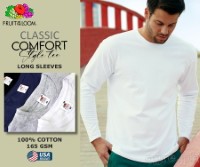 CLS-165W White Classic Comfort Style Long Sleeves Tee 165gsm 100% Cotton
