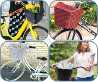 BSK-WL01 Bike Wicker Basket with Full Set Mounting Hardware (Headset Bracket and Front Axle Support Bar)
