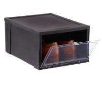 HT-2003-B Premium Quality Drop Front Shoe Box Black Body / Clear Front