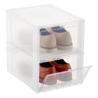 HT-2003-C Premium Quality Drop Front Shoe Box Translucent Body / Clear Front
