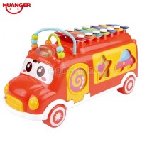 HE8023 Music Bus Xylophone with 7pcs Puzzle Blocks