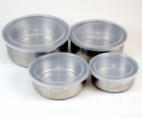 MMXQ-064 4pcs Stainless Steel Container Set with Plastic Lids