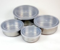 MMXQ-064 4pcs Stainless Steel Container Set with Plastic Lids