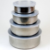 MMXQ-064 4pcs Stainless Steel Container Set with Plastic Lids