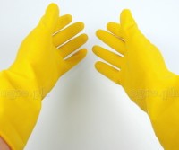 19695 Reusable Yellow Latex Utility Gloves ~ Large