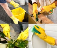 19695 Reusable Yellow Latex Utility Gloves ~ Large
