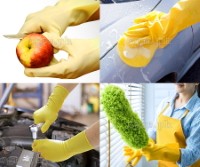 19695 Reusable Yellow Latex Utility Gloves ~ Large