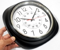 34746BK-JL 10-inch Sweep Movement Semi-Square Wall Clock with 24-Hour Markers