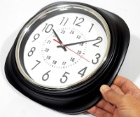 34746BK-JL 10-inch Sweep Movement Semi-Square Wall Clock with 24-Hour Markers
