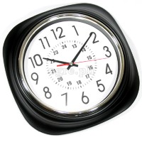 34746BK-JL 10-inch Sweep Movement Semi-Square Wall Clock with 24-Hour Markers