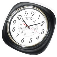 34746BK-JL 10-inch Sweep Movement Semi-Square Wall Clock with 24-Hour Markers