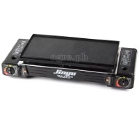 BDZ-155S Portable 2-Burner Butane Gas Stove with Griddle Plate and Hard Case
