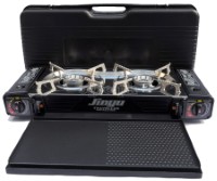 BDZ-155S Portable 2-Burner Butane Gas Stove with Griddle Plate and Hard Case