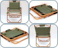 LY-023-L Aluminum Folding Chair with Arm Rest and Wood Grain Frame (Large 54x54x78cm)