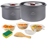 NH15T203-G 5-pc Outdoor Cookware Set with 6 pcs Kitchen Utensils