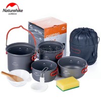 NH18T018-G 4-pc Outdoor Cookware Set (with 6pcs Kitchen Utensils (Upgraded Version)
