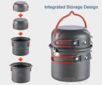 NH18T018-G 4-pc Outdoor Cookware Set (with 6pcs Kitchen Utensils (Upgraded Version)