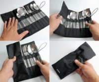 NH19C010-D Black Cotton Tableware Storage Bag