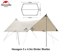 NH20TM006-HX Girder Shelter / Sun Shade Tarp with 2 Poles (Hexagon 3x4.3m)