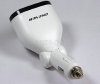 1782281 3-Position Adjustable Dual Socket/Dual USB Port Car Charger Adapter (White)