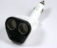 1782281 3-Position Adjustable Dual Socket/Dual USB Port Car Charger Adapter (White)