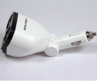 1782281 3-Position Adjustable Dual Socket/Dual USB Port Car Charger Adapter (White)
