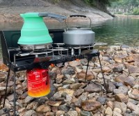 OTGS-202 Portable 2-Burner Butane Stove with Folding Lid and Stand