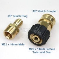 PWQ-04 M22 x 3/8 Pressure Washer Quick Connect Coupler Set B