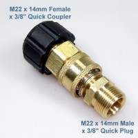 PWQ-04 M22 x 3/8 Pressure Washer Quick Connect Coupler Set B