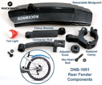 DNB-1001 Universal Front and Rear Retractable Mudguard Set with LED Tail Light