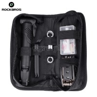 GJ9816 Portable Bike Tire Repair Kit with 16-in-1 Folding Tools Set and Mini Air Pump