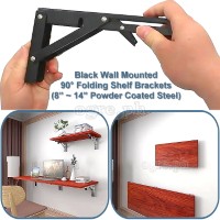 FSB-01PC High Quality 90° Folding Shelf Brackets 1 Pair Heavy Load Bearing (8”~14” Powder Coated Steel)