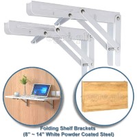 FSB-01PC High Quality 90° Folding Shelf Brackets 1 Pair Heavy Load Bearing (8”~14” Powder Coated Steel)