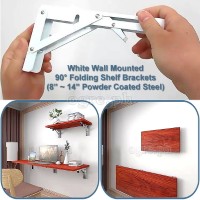 FSB-01PC High Quality 90° Folding Shelf Brackets 1 Pair Heavy Load Bearing (8”~14” Powder Coated Steel)