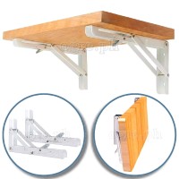 FSB-01PC High Quality 90° Folding Shelf Brackets 1 Pair Heavy Load Bearing (8”~14” Powder Coated Steel)
