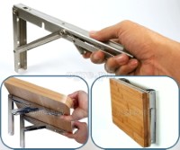 FSB-01SS Premium Quality 90° Folding Shelf Brackets 1 Pair Heavy Load Bearing (8”~14” 304 Stainless Steel)