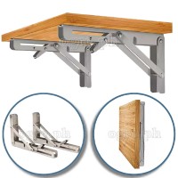 FSB-01SS Premium Quality 90° Folding Shelf Brackets 1 Pair Heavy Load Bearing (8”~14” 304 Stainless Steel)
