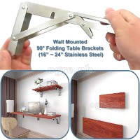 FTB-01SS Premium Quality 90° Folding Table Brackets 1 Pair Heavy Load Bearing (16”~24” 304 Stainless Steel)