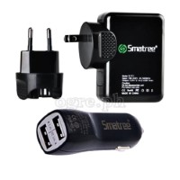 S-TC1 Dual USB Port AC Wall Charger / DC Car Adapter