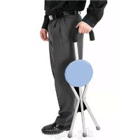 SQ-3282R 2 in 1 Folding Aluminum Tripod Cane with Round Seat (1.2mm Thick Tubing)