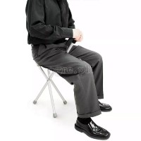 SQ-3282R 2 in 1 Folding Aluminum Tripod Cane with Round Seat (1.2mm Thick Tubing)